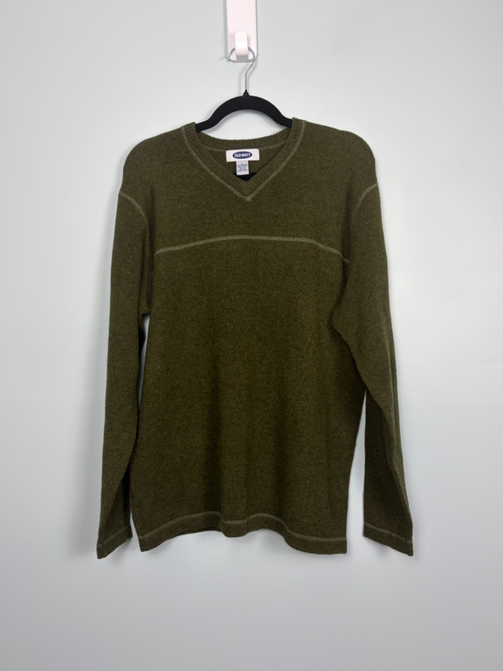 Old Navy Vintage Men's Large Lambswool Olive Green Y2K 90’s Sweater Long Sleeves